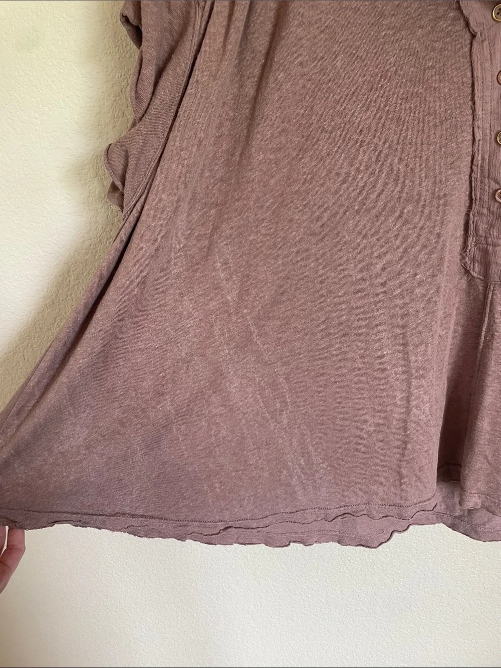 Free People Relaxed Boxy Earthy Taupe Oversized Linen Blend Blouse S Boho Beachy